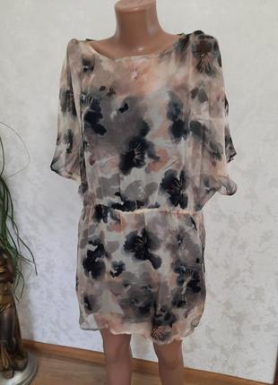 Ніжна прозора шовкова сукня плаття на підкладці тай- дай акварель10 фото