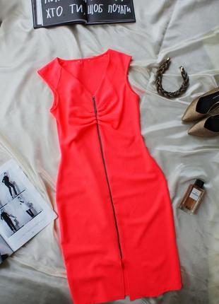 Трендова яскрава неонова сукня з блискавкою1 фото