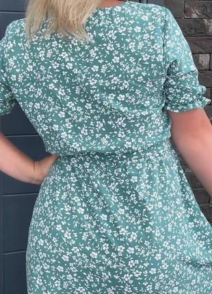 Платье женское длинное миди легкое летнее на лето нарядное праздничное цветочное повседневное белое зеленое голубое с поясом батал больших размеров6 фото
