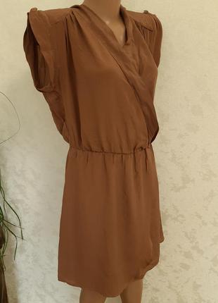 Шелковое платье платье имитация на запах карамель 100% шелк винтаж2 фото