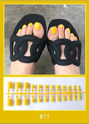 Накладні нігті + клей для педикюру - колір: жовтий (для пальців ніг)