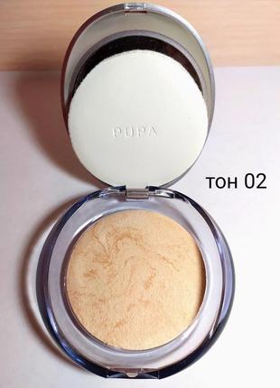 Пудра для лица тон 02 pupa компактная запеченная luminys silky baked face powder