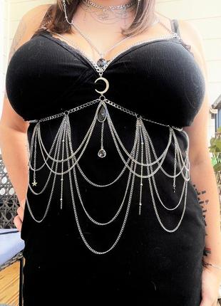 Портупея из цепей drama queen moonchild бодичейн bodychain harness