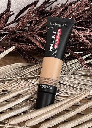 Оригінал ультраматуючий тональний крем для обличчя l'oreal paris infaillible 24h matte cover foundation 260 golden sun оригинал тональный крем1 фото