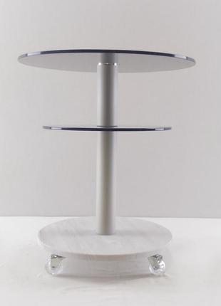 Стеклянный стол круглый commus bravo light425 k gray-white-wtm606 фото