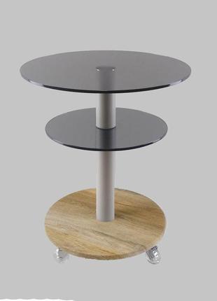 Стеклянный стол круглый commus bravo light425 k gray-sequoia-bgs601 фото
