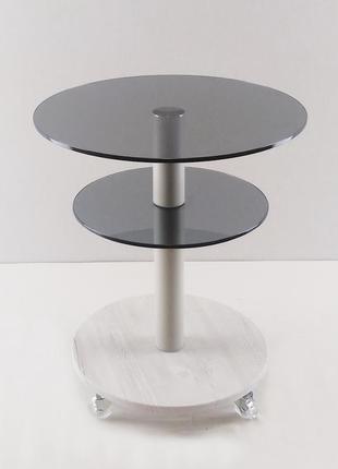 Скляний стіл круглий commus bravo light425 k gray-sosnak-bgs60