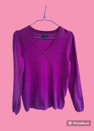 Фиолетовый кофта свитшот реглан толстовка джемпер свитер от tommy hilfiger1 фото