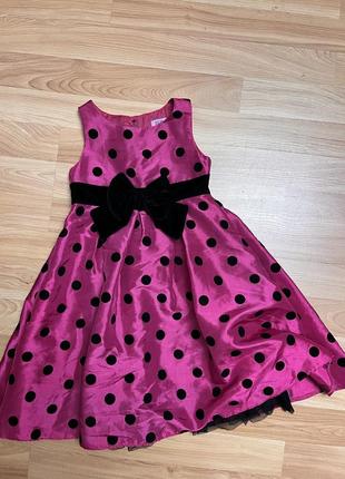 Нарядна сукня бант горох малинова next zara