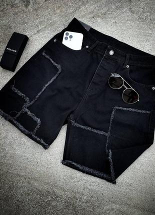 Чёрные рваные мужские джинсовые шорты чорні рвані чоловічі джинсові шорти