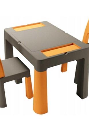 Комплект детской мебели стол и два стула tega baby multifun graphite/mustard