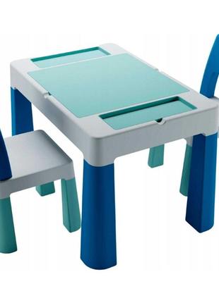Комплект дитячих меблів: стіл і два стільці tega baby multifun turquoise/navy/gray