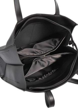 Женская сумка шоппер из кожзама 725 черная3 фото