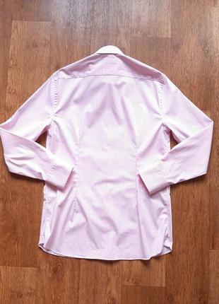 Сорочка біла рожева marks&spencer luxury стрейчева slim fit easy iron cotton розмір m 16"6 фото