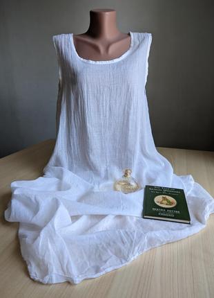 Плаття льон бавовна пілочка біле прозоре довге італія xl l підплатник спідниця для сну4 фото