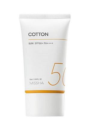 Крем missha all sound block cotton spf50+ pa++++ сонцезахисний з оксамитовим фінішем, 50 мл