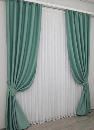 Елегантний комплект штор в вітальню, спальню "midnight" (2шт. 1,5х2,9м) з тканини блекаут. колір бірюзовий5 фото