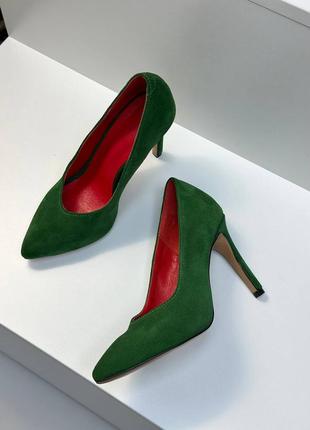 Туфли лодочки женские на шпильке из натуральной итальянской кожи и замша женские на каблуке1 фото