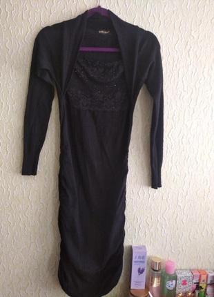 Черное вискозное теплое платье на худенькую девушку, enzoria1 фото