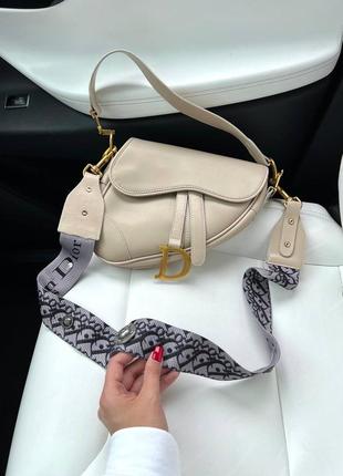 Женская сумка  через плечо christian dior saddle beige6 фото