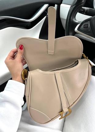 Женская сумка  через плечо christian dior saddle beige3 фото