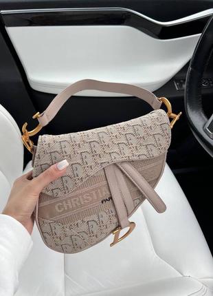 Женская сумка через плечо    christian dior sadlle beige logo