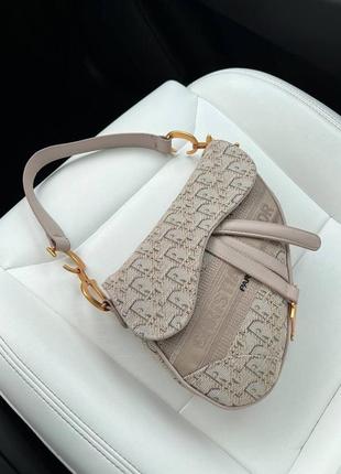 Женская сумка через плечо    christian dior sadlle beige logo2 фото