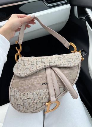 Женская сумка через плечо    christian dior sadlle beige logo5 фото