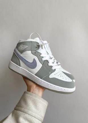 Знижка натуральна шкіра nike air jordan 1 reflective білі рефлективні жіночі кросівки найк джордан скидка белые кроссовки натуральная кожа рефлектив6 фото