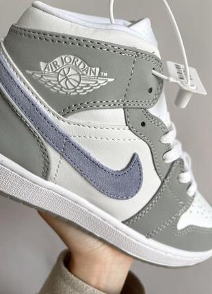 Знижка натуральна шкіра nike air jordan 1 reflective білі рефлективні жіночі кросівки найк джордан скидка белые кроссовки натуральная кожа рефлектив5 фото