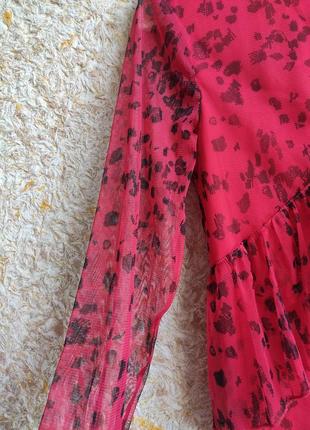 Женская кофта сетка блузка красная леопардовый топ свитер нарядный vila8 фото