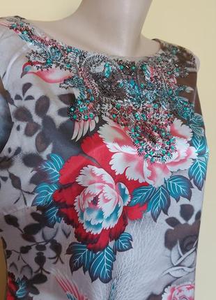 Роскошное шелковое платье,цветочный принт,