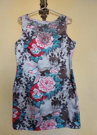 Роскошное шелковое платье,цветочный принт,