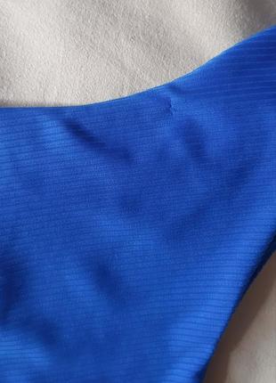 Женский купальник бандо полоска рубчик раздельный синий плавки бразилиана бикини танга6 фото