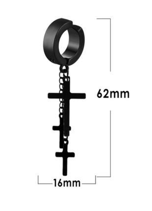 Обманка 1шт круті сережки кліпси хрест рок готика унісекс кульчики для чоловіків4 фото