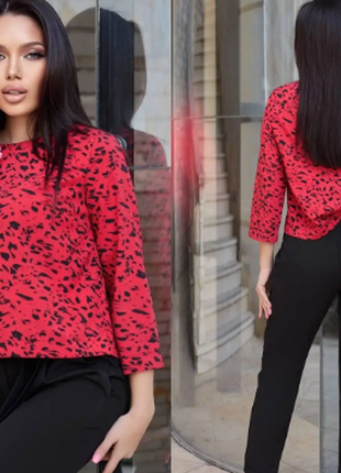 Женская кофта сетка блузка красная леопардовый топ свитер нарядный vila2 фото