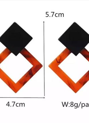Серьги ромби геометрія сережки акріл акрилові4 фото
