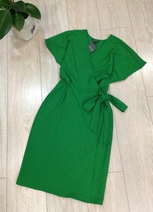 Платье зеленое на запах topshop