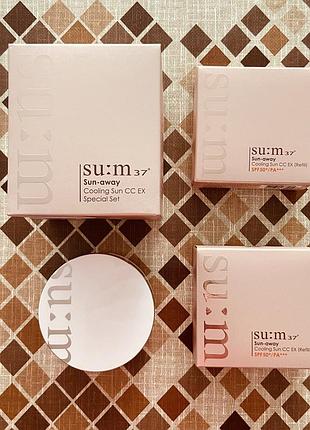 Сс-кушон с захистом від сонця su:m37° sun-away cooling sun cc ex spf50+/pa+++