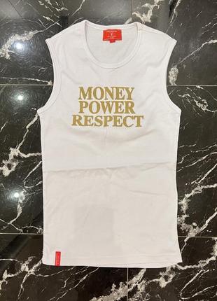 Женская белая майка money power respect