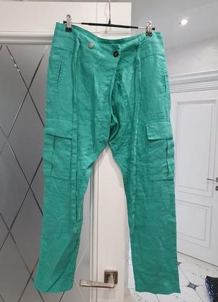 Стильные льняные брюки италия лен1 фото