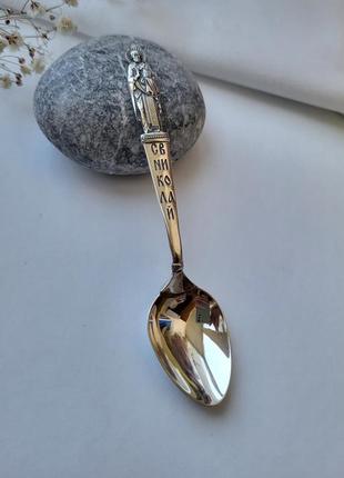 Срібна ложка св. миколай чорнене срібло 875 проби 9061ч 12.20г