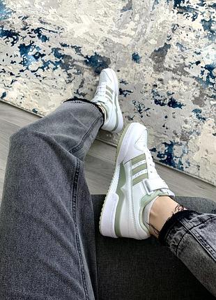 Женские кроссовки adidas forum low white green