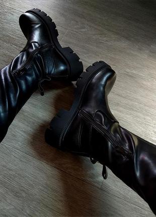 Чорні ботфорти, високі чоботи4 фото