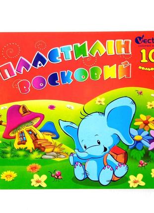 Пластилін восковий 10 кольорів vector, 200 г1 фото