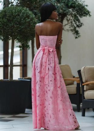 Нарядное платье макси, длинное платье в пол розового цвета.2 фото