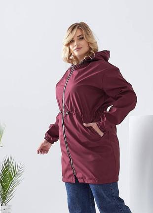 Бордовий жіночий плащ вітровка весняна куртка.2 фото