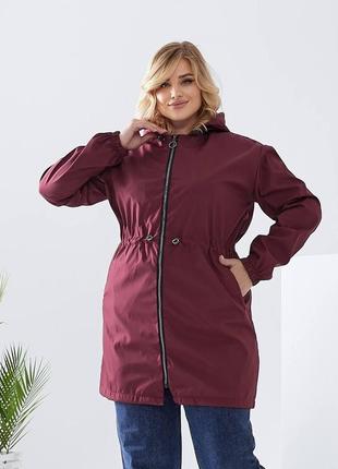 Бордовий жіночий плащ вітровка весняна куртка.6 фото