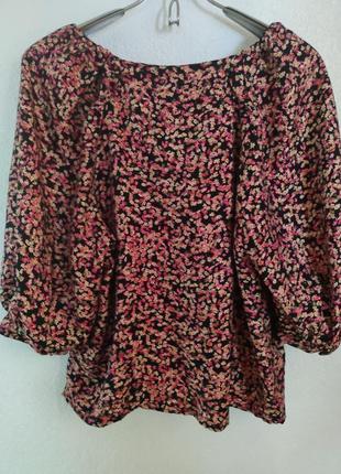 Евитковая вискозная блуза с пышными рукавами, р. 40eur, h&amp;m3 фото