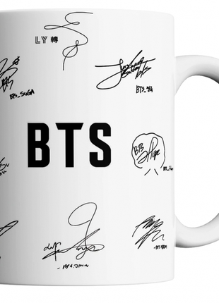 Чашка с принтом бтс с автографами, bts